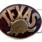 Vintage 1976 Texas Armadillo Enameled Belt Buckle by Koleako
