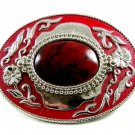 Western Rodeo Red & Red Stone Belt Buckle Not Marked 092314