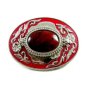 Western Rodeo Red & Red Stone Belt Buckle Not Marked 092314