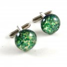 Unmarked Silvertone & Green & Blue Cufflinks 11062013ce