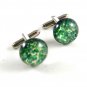 Unmarked Silvertone & Green & Blue Cufflinks 11062013ce