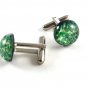 Unmarked Silvertone & Green & Blue Cufflinks 11062013ce