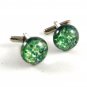 Unmarked Silvertone & Green & Blue Cufflinks 11062013ce