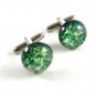 Unmarked Silvertone & Green & Blue Cufflinks 11062013ce
