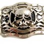 Gothic Skull & X & Flames Belt Buckle Signed @TLF