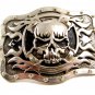 Gothic Skull & X & Flames Belt Buckle Signed @TLF