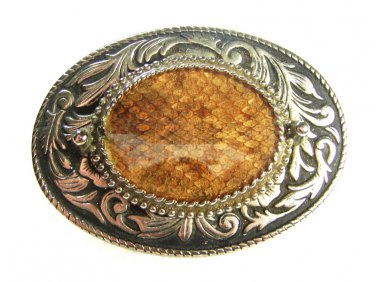 Vintage Silvertone Snakeskin Belt Buckle Unbranded Made in USA 62915