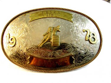 1978 FHSRA 4th Barrel Racing Belt Buckle Montana Silversmith