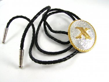Gold & Silvertone Initial Letter X Bolo marked Lone Star Silversmith 11152013