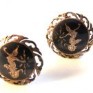 Vintage Siam Sterling Niello  Dancer Clip On Earrings