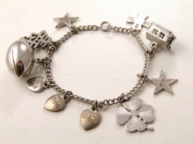 Vintage Beta Sigma Phi Sterling Charm Bracelet & Charms