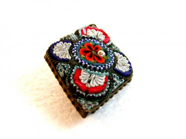 Vintage Brass Italian Ultra Fine Micro Mosaic Brooch 12142013fgh