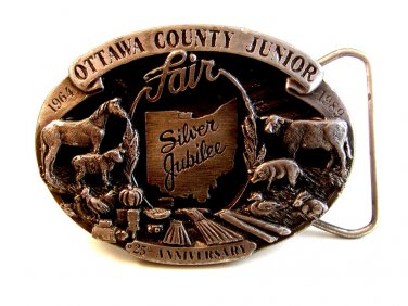 Vintage 1989 Ottawa County Junior Fair Belt Buckle by Siskiyou