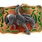 Made in USA Western Gold Tone Cowboy on Broncho Belt Buckle #102113e