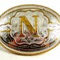 Western Cowboy Initial Letter N Belt Buckle by Silver Strike 12112013nn