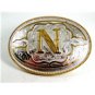 Western Cowboy Initial Letter N Belt Buckle by Silver Strike 12112013nn