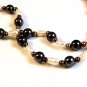 Freshwater White Pearl and Hematite 30" Necklace