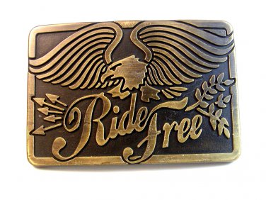 Vintage Ride Free American Eagle Motorcycle Belt Buckle by AE
