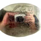 Vintage Etched Big Mouth Bass Fish Belt Buckle Unmarked 092214