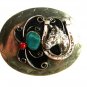 Vintage Silvertone Turquoise Coral Horse Shoe Belt Buckle Unbranded 62915