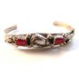 Nitz Native American Sterling Moss Agate Coral Cuff Bracelet