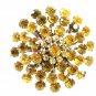 True Vintage Silvertone Amber & Clear Rhinestones Brooch By CORO 102014