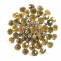 True Vintage Silvertone Amber & Clear Rhinestones Brooch By CORO 102014
