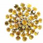 True Vintage Silvertone Amber & Clear Rhinestones Brooch By CORO 102014