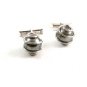Silvertone & Faux Gray Pearl Cufflinks by Swank