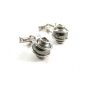 Silvertone & Faux Gray Pearl Cufflinks by Swank