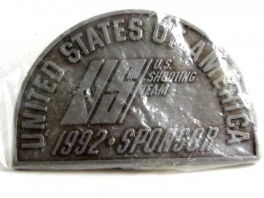 U.S. of A. 1992 Sponsor US Shooting Team Belt Buckle 82814 Mint in Plastic