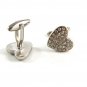 Silvertone Rhinestone Heart Cufflinks 11062013tt