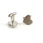 Silvertone Rhinestone Heart Cufflinks 11062013tt