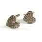 Silvertone Rhinestone Heart Cufflinks 11062013tt