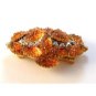 Vintage Carved Textured Golden Topaz Rhinestone Brooch Pin