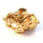 Vintage Carved Textured Golden Topaz Rhinestone Brooch Pin