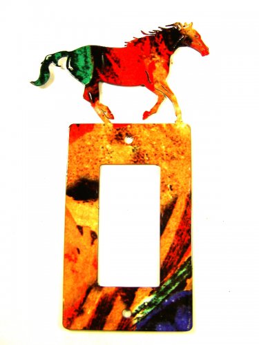 Large Running Horse Single Rocker Switch Cover Plate by Steel Images USA 6815