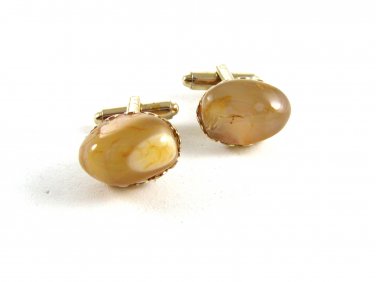 Unmarked Goldtone & Agate Stone Cufflinks 11062013yzz