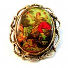 Vintage Portrait of a Man Woman & Child in an Orchard Brooch