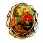 Vintage Portrait of a Man Woman & Child in an Orchard Brooch