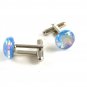 Unmarked Silvertone & Blue Pink Dichoric Cufflinks 11062013ttr