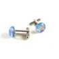 Unmarked Silvertone & Blue Pink Dichoric Cufflinks 11062013ttr