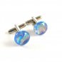 Unmarked Silvertone & Blue Pink Dichoric Cufflinks 11062013ttr