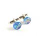 Unmarked Silvertone & Blue Pink Dichoric Cufflinks 11062013ttr