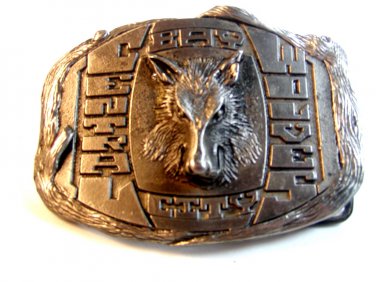 Vintage Bay City Central Wolves Belt Buckle by Spec - Cast Rockford Illinois