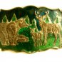Bear Mama Deer and Baby Deer Enameled Belt Buckle 8414