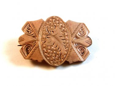 Victorian Gold Tone Leaf Brooch