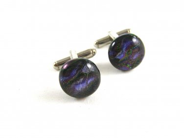 Unmarked Silvertone & Mixed Colors Dichoric Cufflinks 1106201aqw
