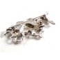4 Running Horses Silvertone Brooch