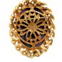 Goldtone Blue Purplish 3 Muses Cameo Brooch Earrings Unmarked 102014